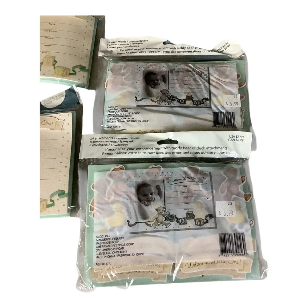 American Greetings Welcome Little One Baby Birth‎ Announcement Kits 4 Packs